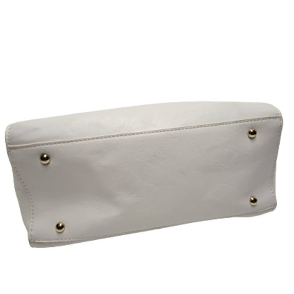 White Handbag with Goldtone Handle - Picture 5 of 16